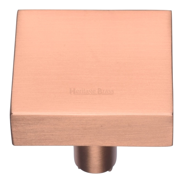 C3685 32-SRG • 32 x 32 x 9 x 28mm • Satin Rose Gold • Heritage Brass Square Design Cabinet Knob